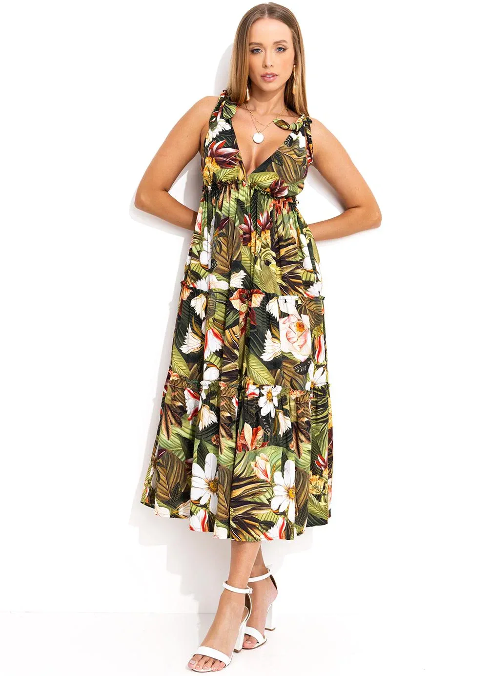 Farm - Vestido Cropped Palma do Norte Verde