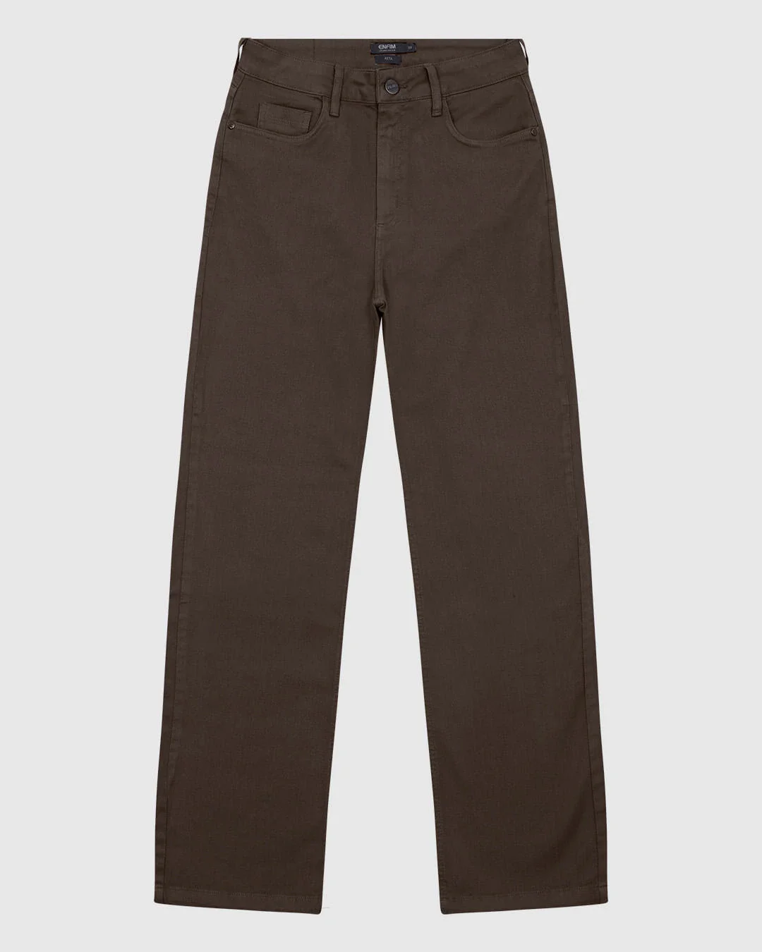 Calça Feminina Reta Cintura Alta Bolso Funcional Em Sarja Stretch - ENFIM
