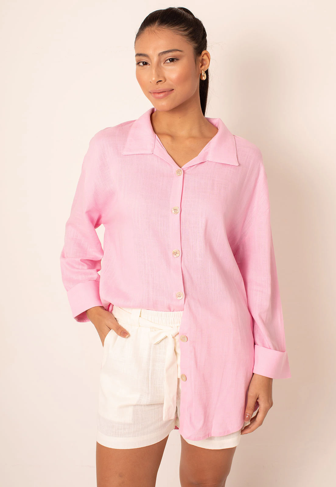 Camisão Linho Mullert Manga 3/8 Gola Polo
