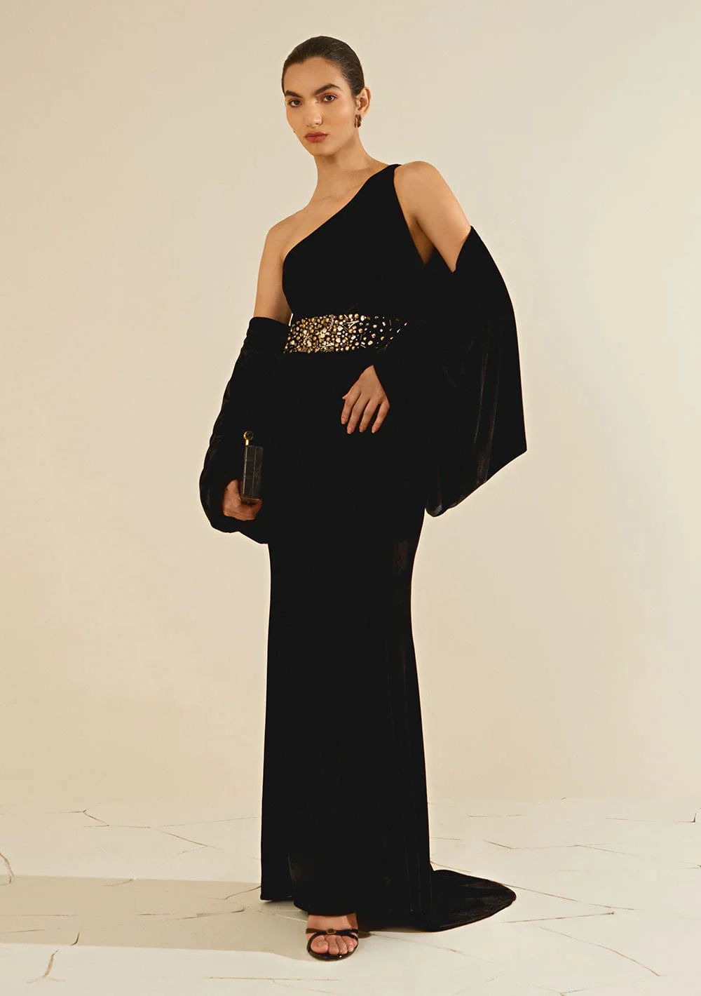 Vestido Um Ombro Só Hematita Preto