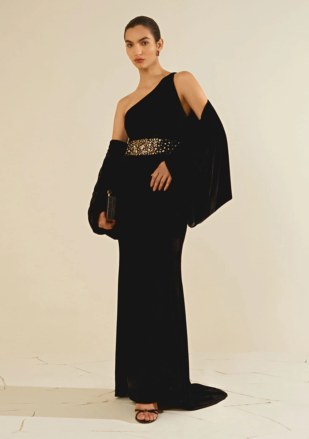 Vestido Um Ombro Só Hematita Preto