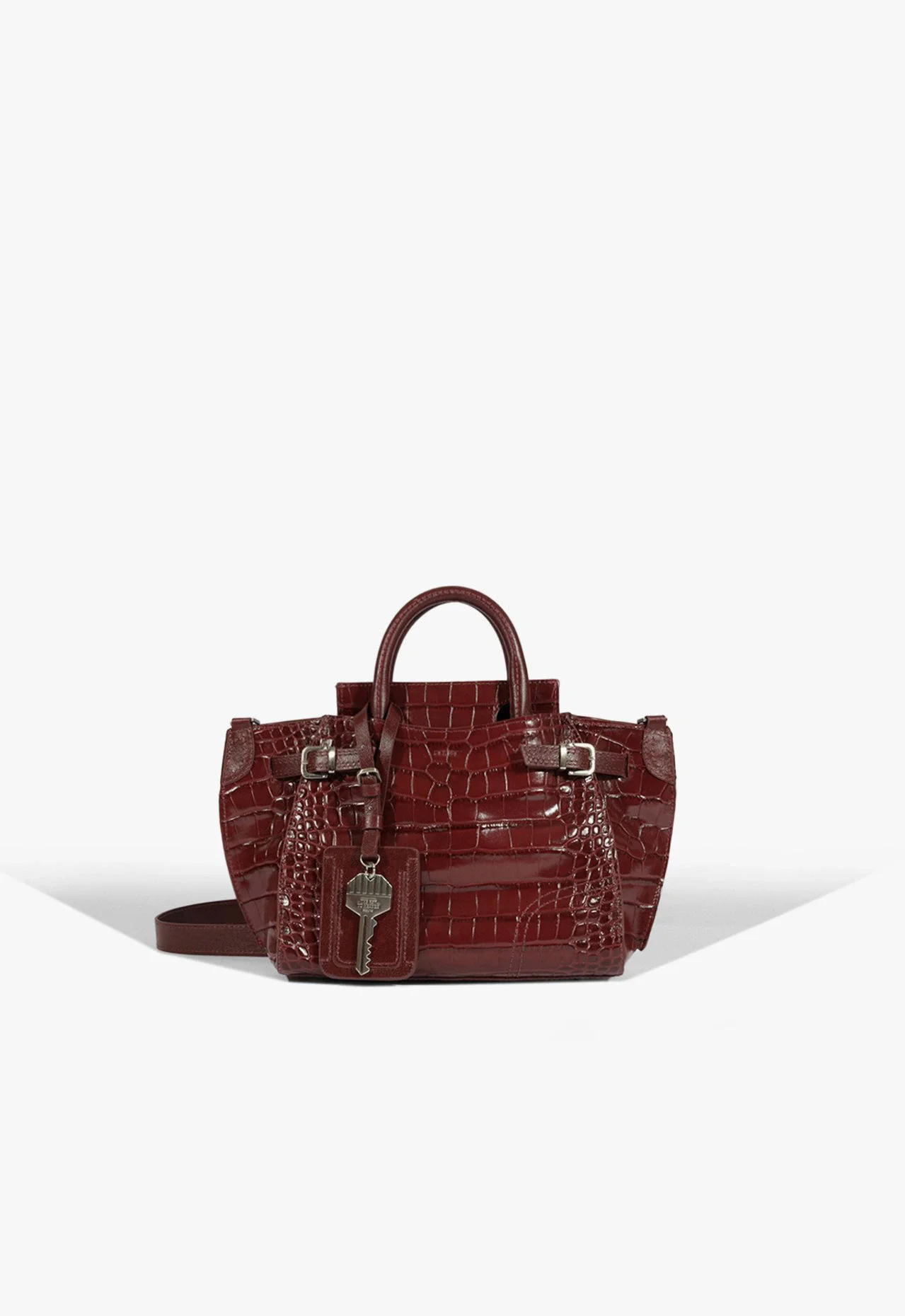 Bolsa Mini Tote Heaven Couro Croco Vinho
