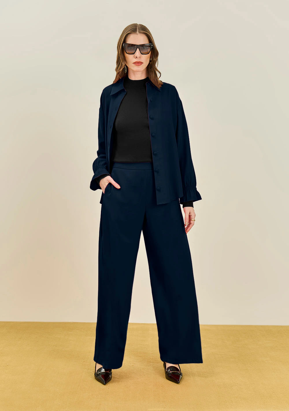 Calça Maria.Valentina Reta Alta Azul Escuro