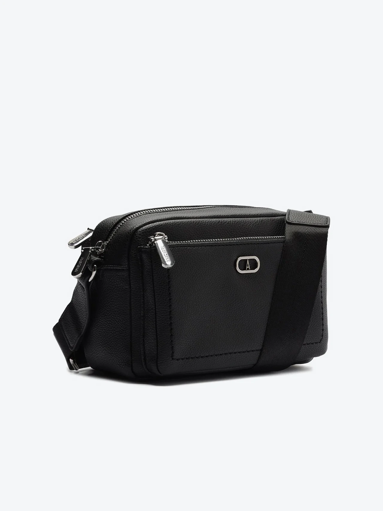 Bolsa Tiracolo Média Estruturada Gorgurão Preta