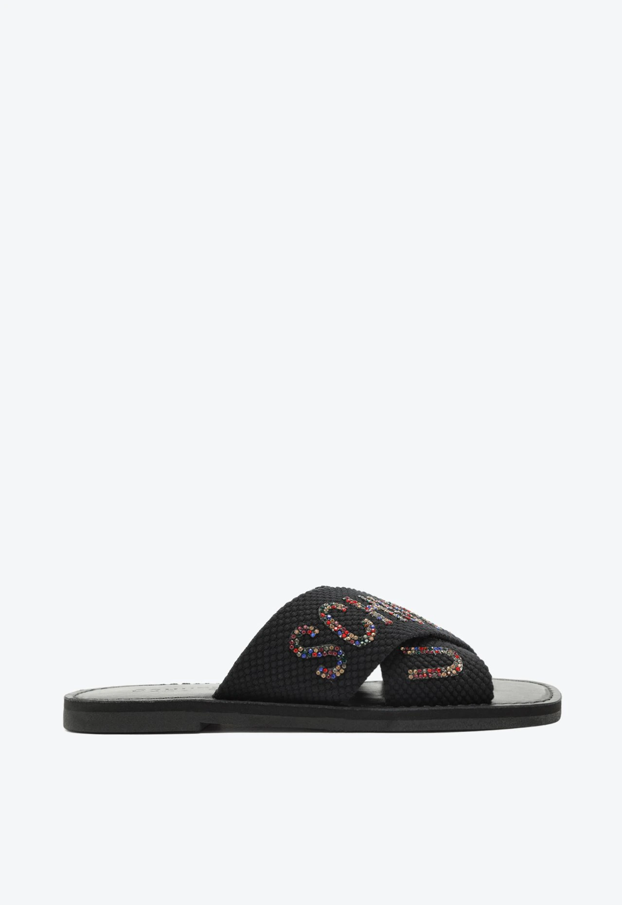 Sandália Rasteira X Schutz Logo Preta