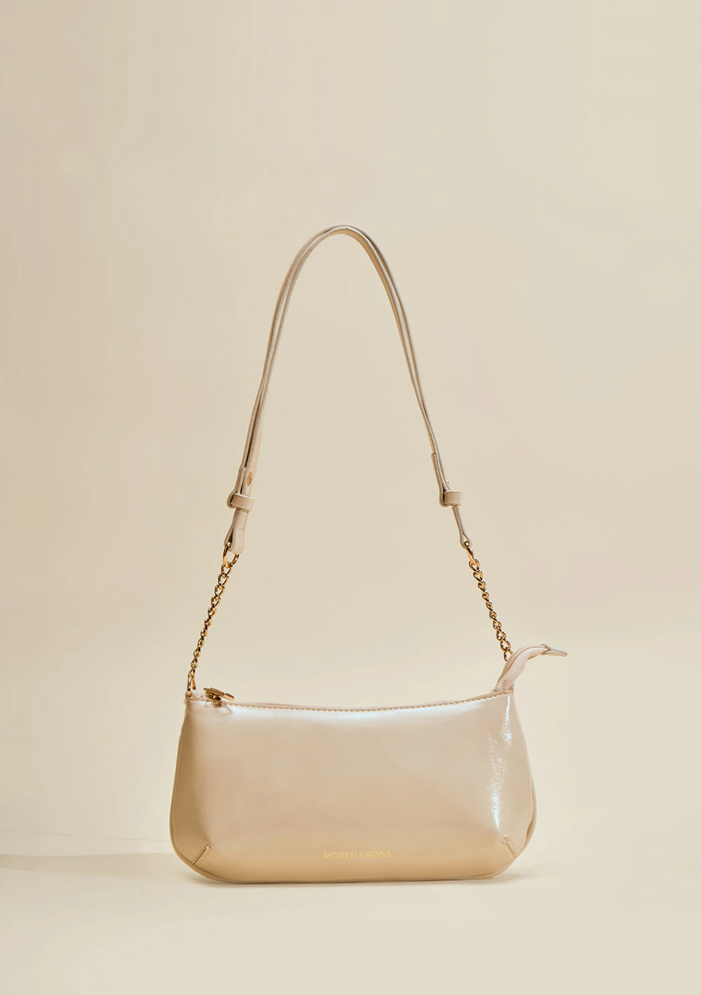 Bolsa Baguete Alça Corrente Off White