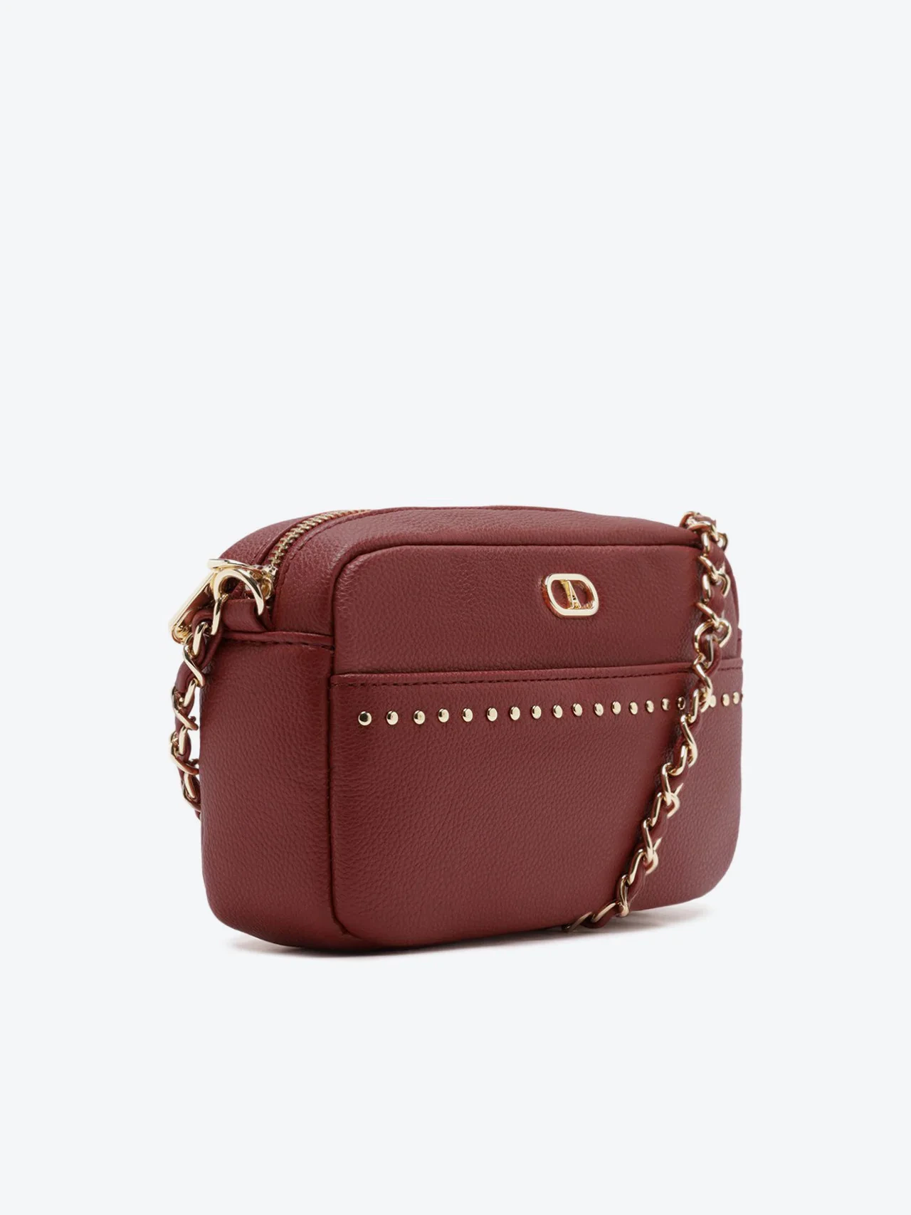 Bolsa Tiracolo Pequena Tachas Vermelha