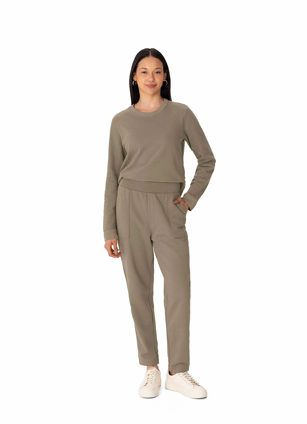Malwee - Calça Carrot em Moletom Linho Taupe