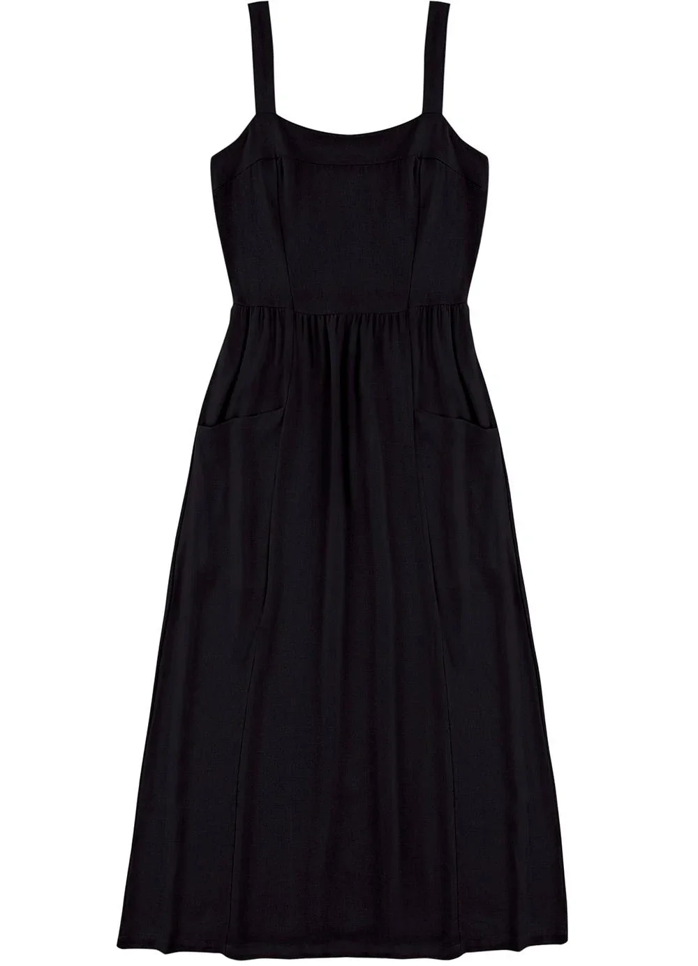 Malwee - Vestido Mídi Evasê Preto