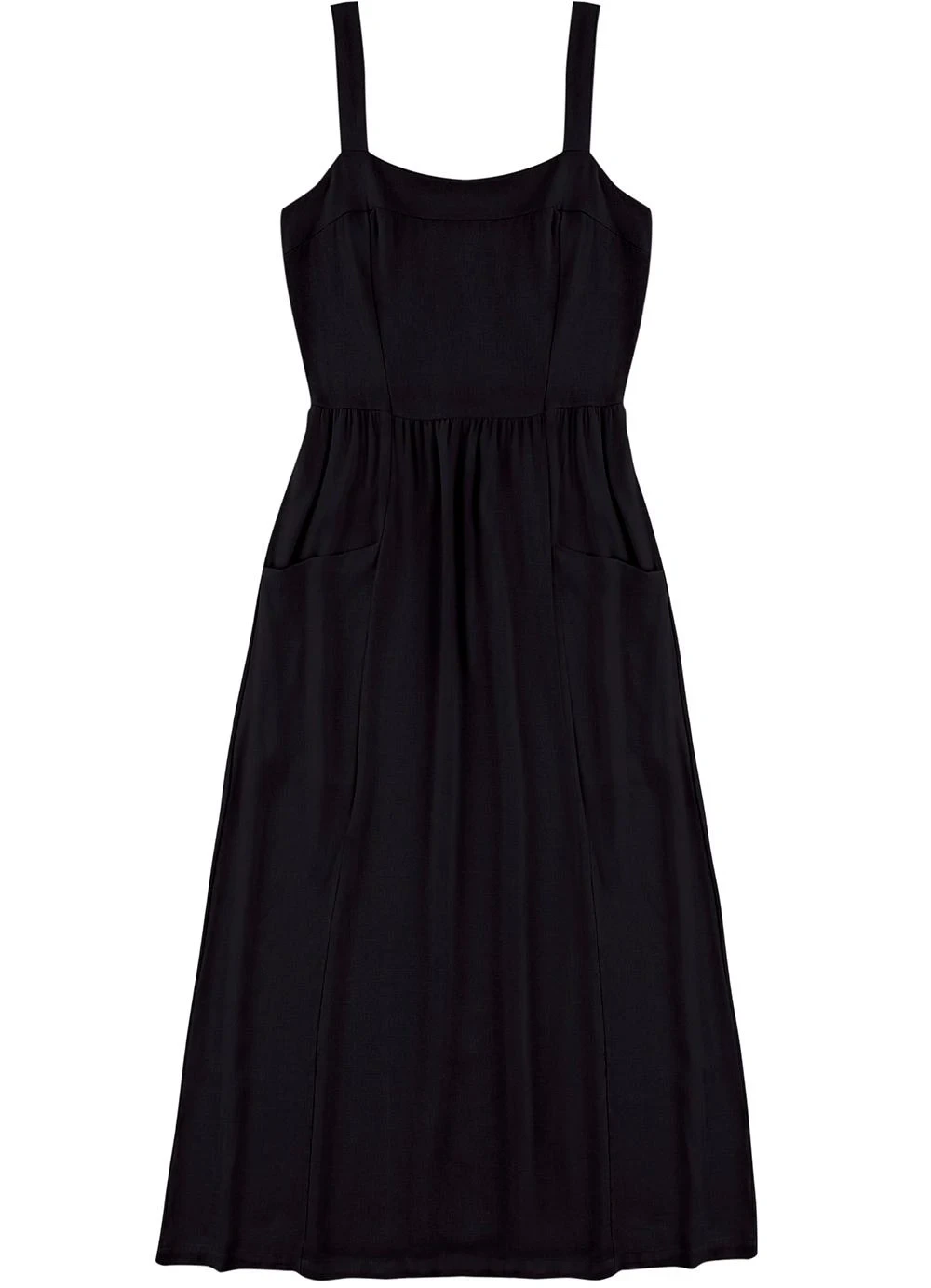 Malwee - Vestido Mídi Evasê Preto