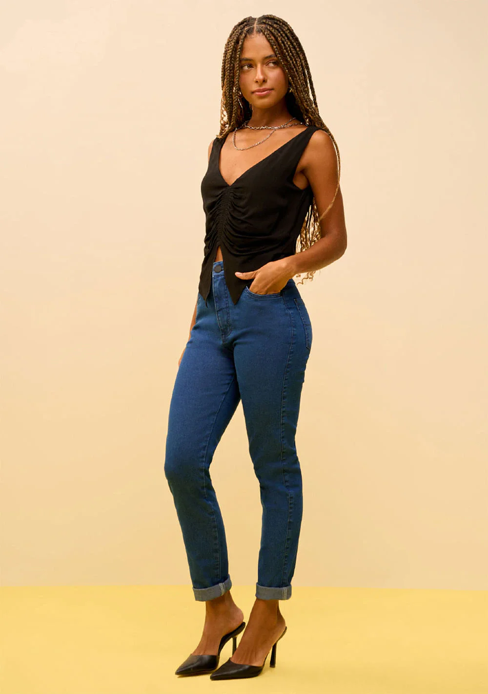 Calça Zinco Skinny Alta Azul