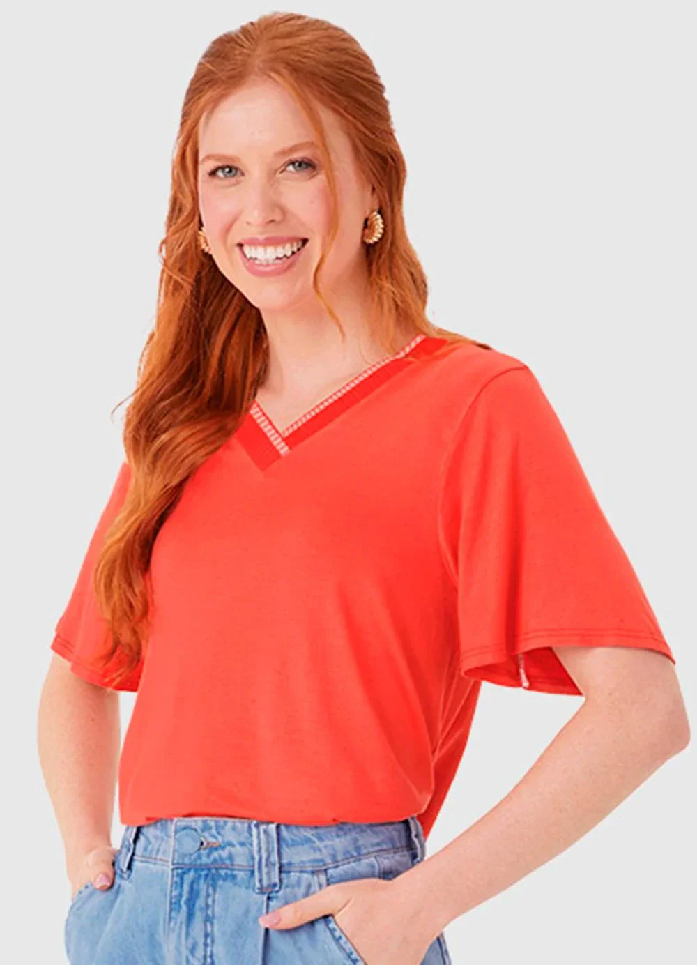 Malwee - Blusa Ampla em Viscolinho Coral