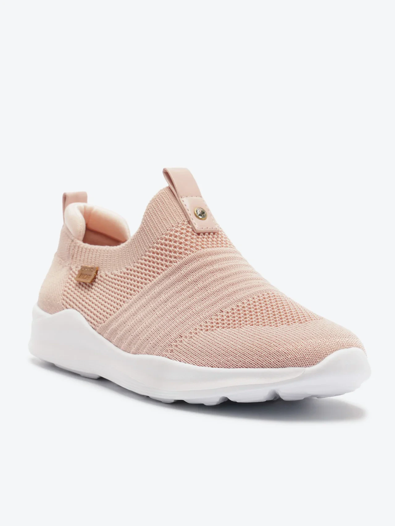 Tênis Slip On Knit Liso Rosa Blush