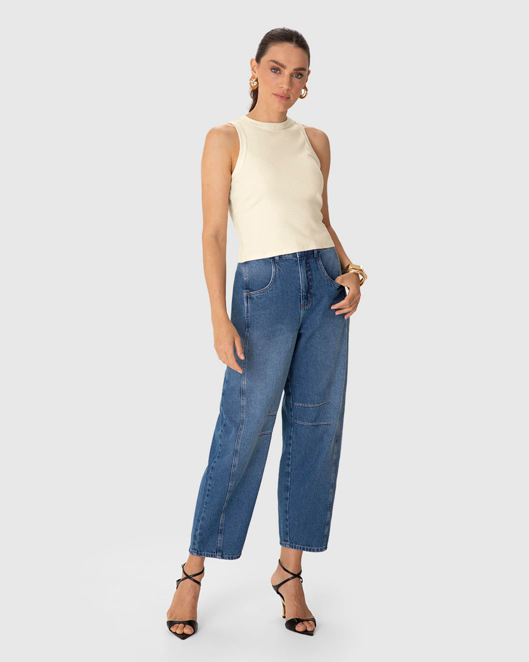 Regata Feminina Decote Halter Neck Em Ribana - ENFIM