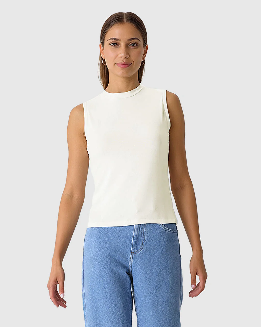 Regata Justa Feminina Gola Alta Em Malha Viscose