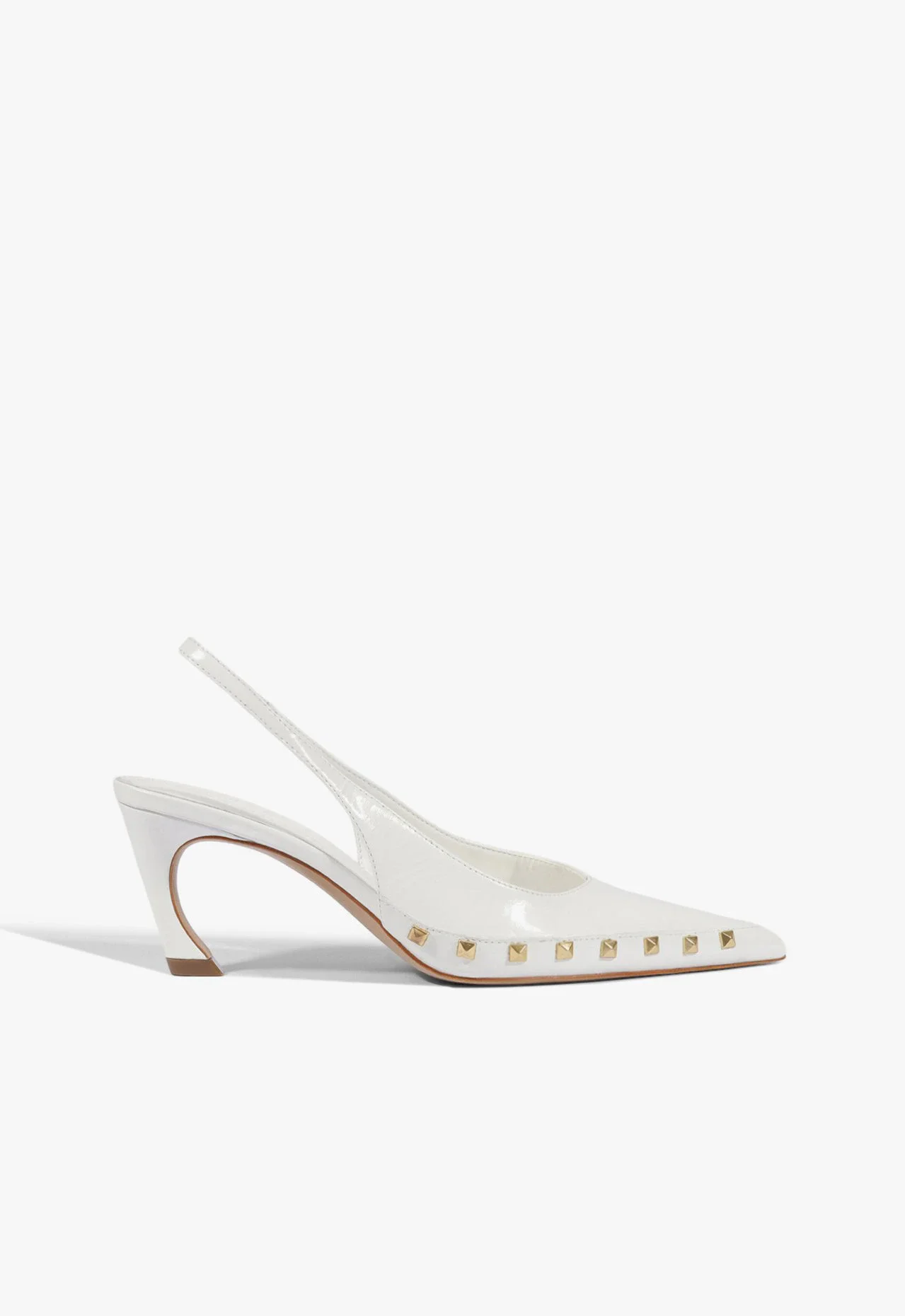 Scarpin Lexi Studs Salto Médio Couro Branca