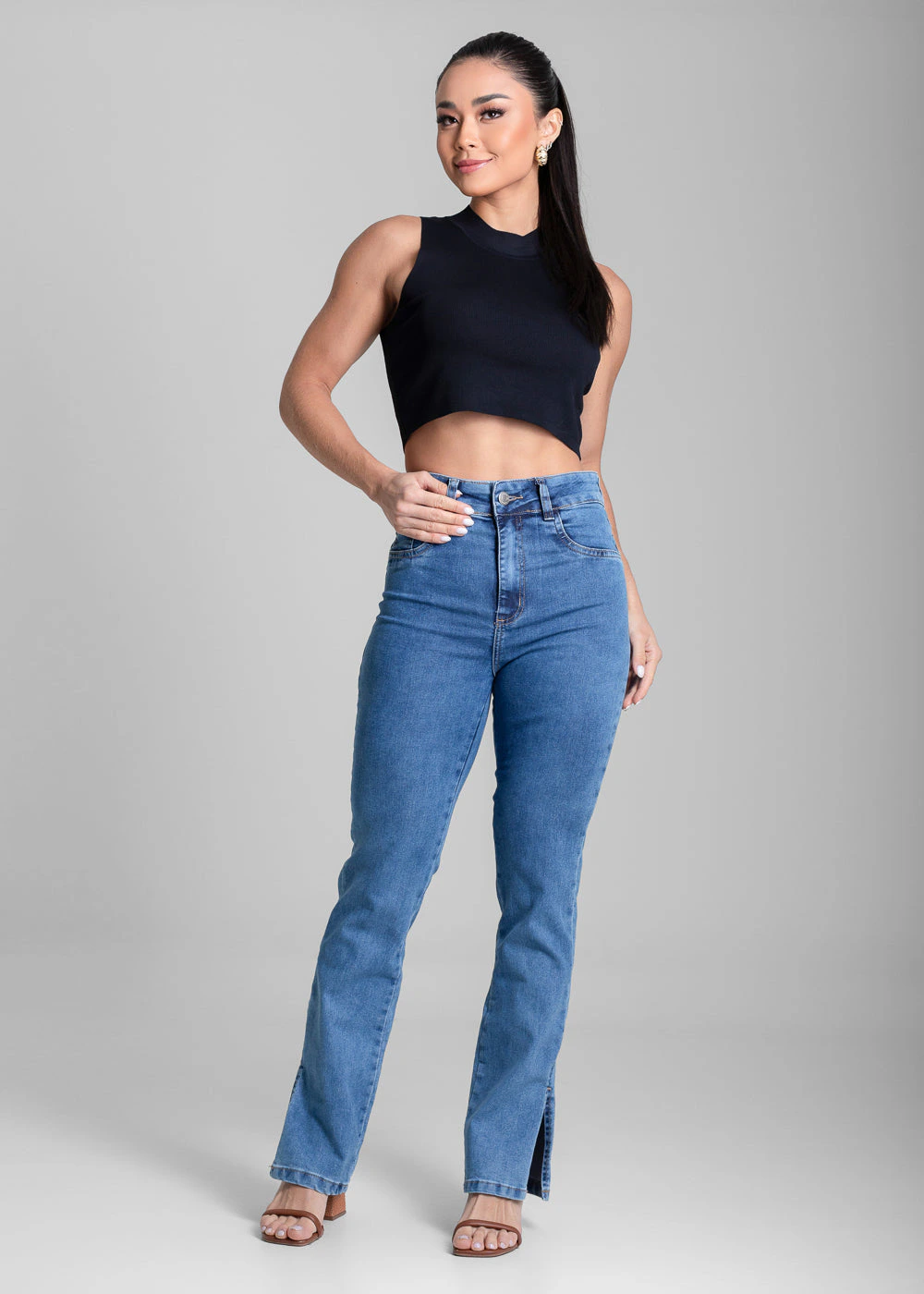 Calça Jeans Sawary Reta Fenda - 281732 AZUL