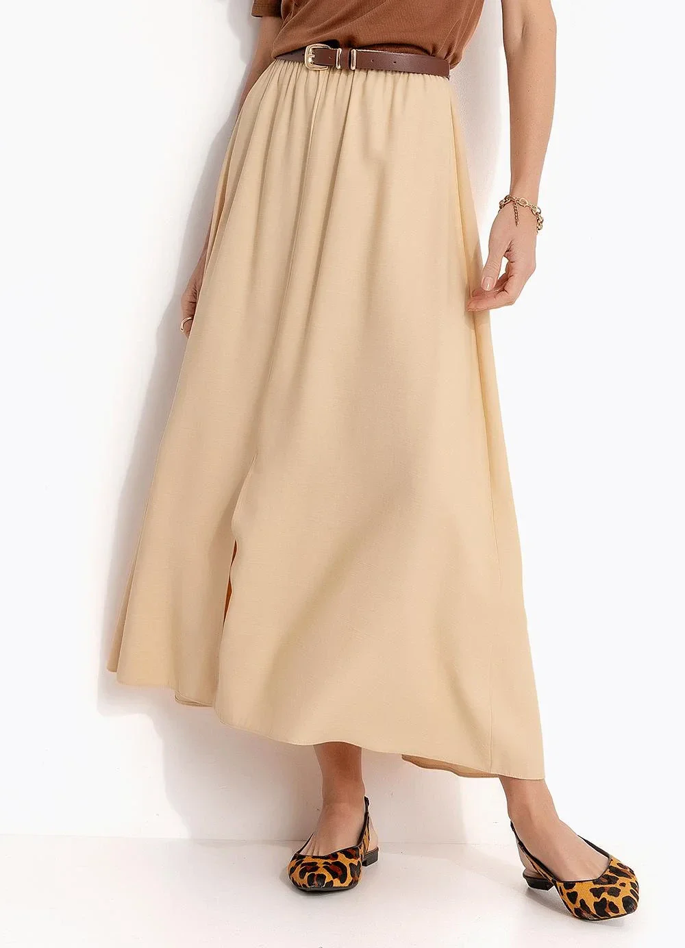 Quintess - Saia Amarelo ManteigaEm Viscose com Poléster