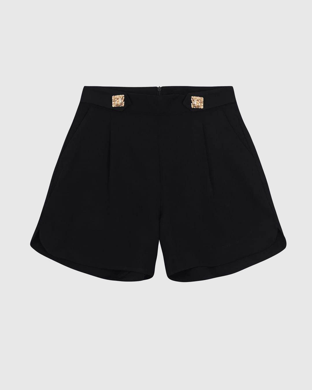 Shorts Feminino Evasê Botão Decorativo Em Bengaline - ENFIM