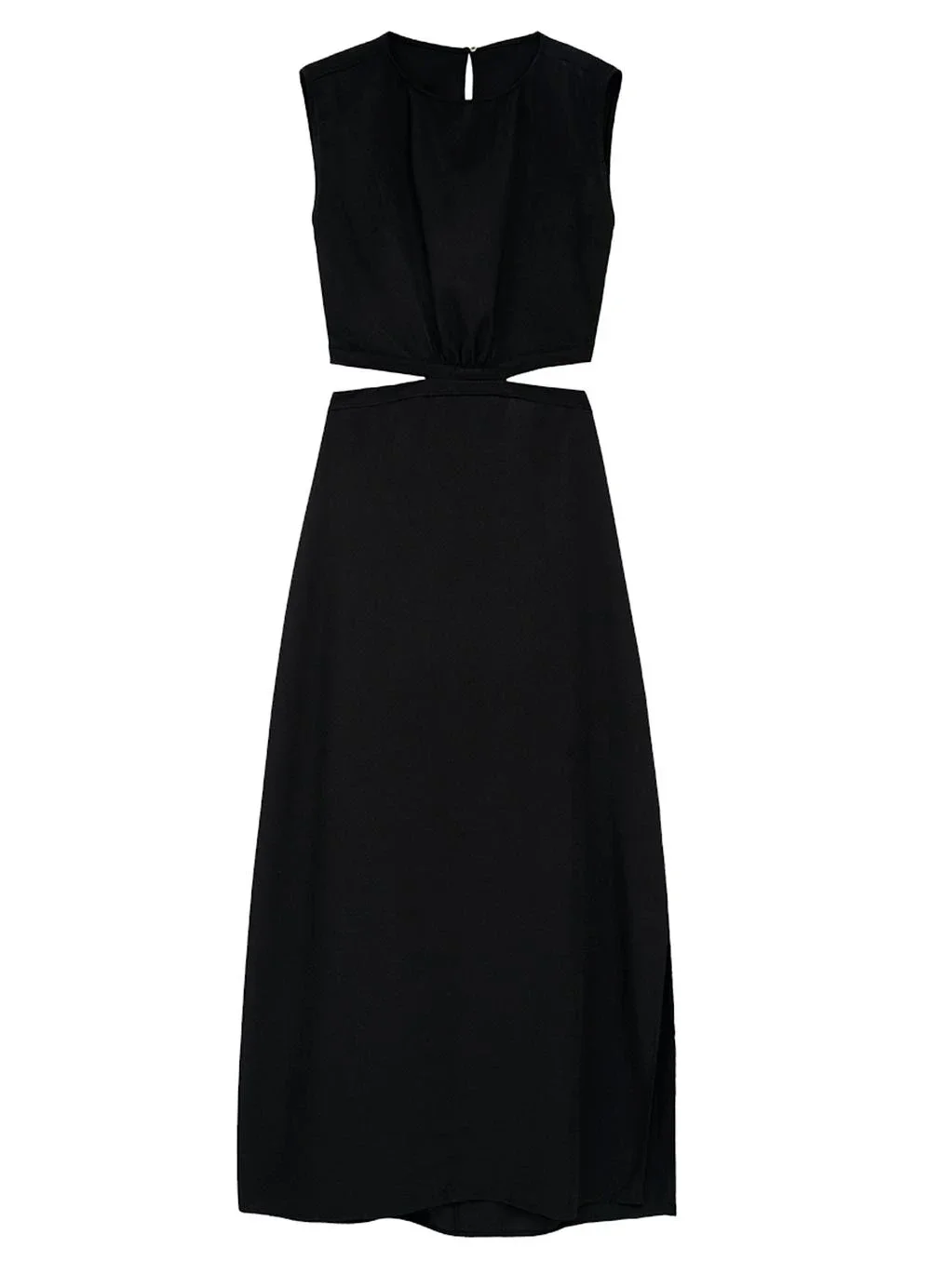 Enfim - Vestido Mídi Reto Cut Out Preto