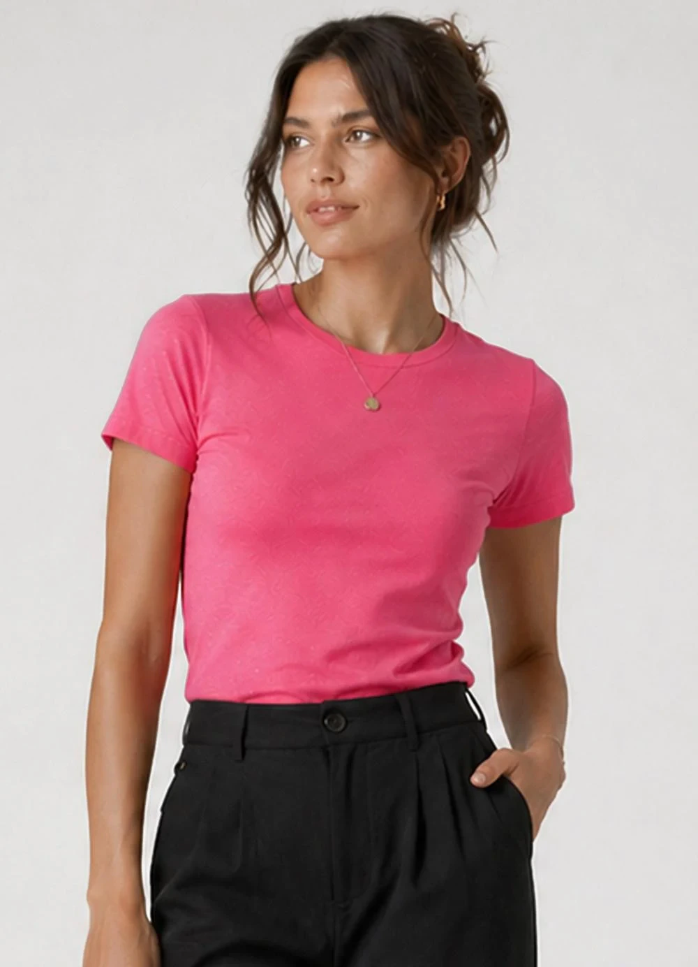 Infinita Cor - Blusa Feminina Básica Algodão Rosa