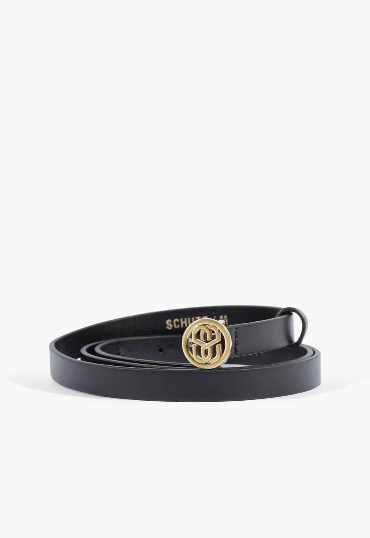 Cinto Fino Preto com Fivela Dourada