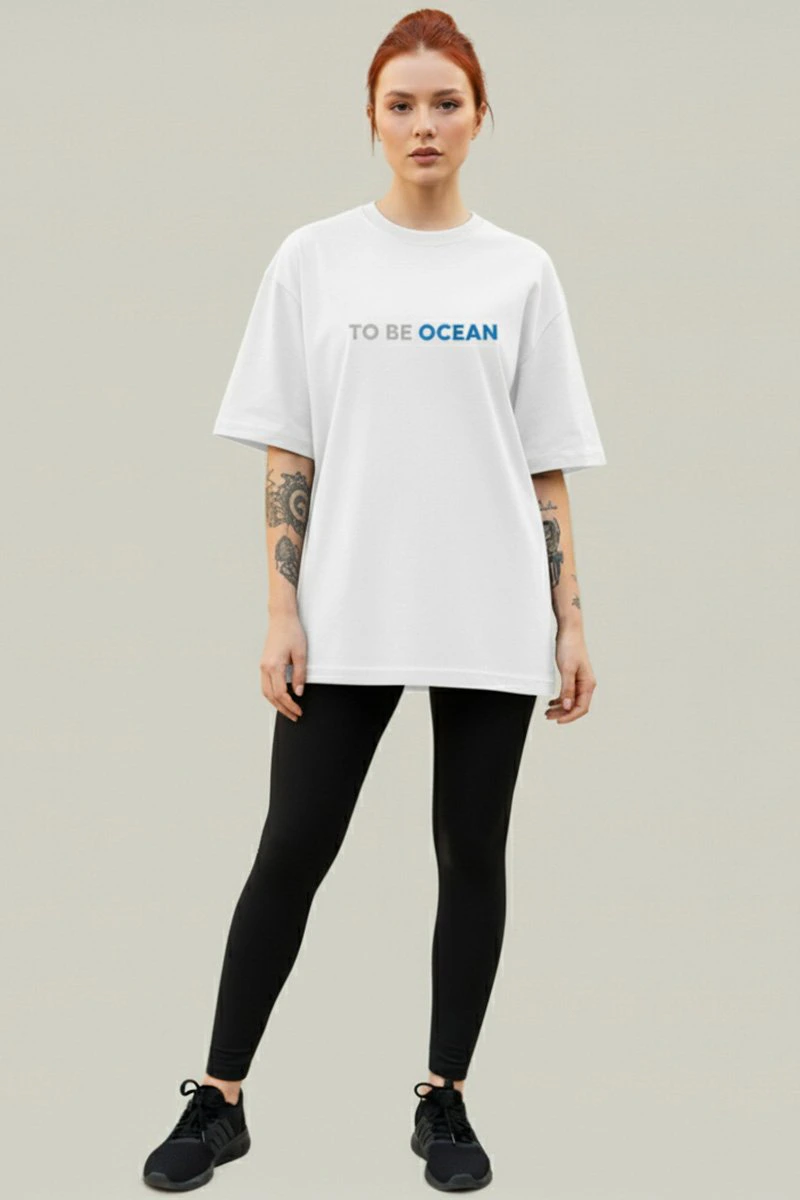Camiseta Oversized Feminina Branca Algodão Prime WSS Ocean