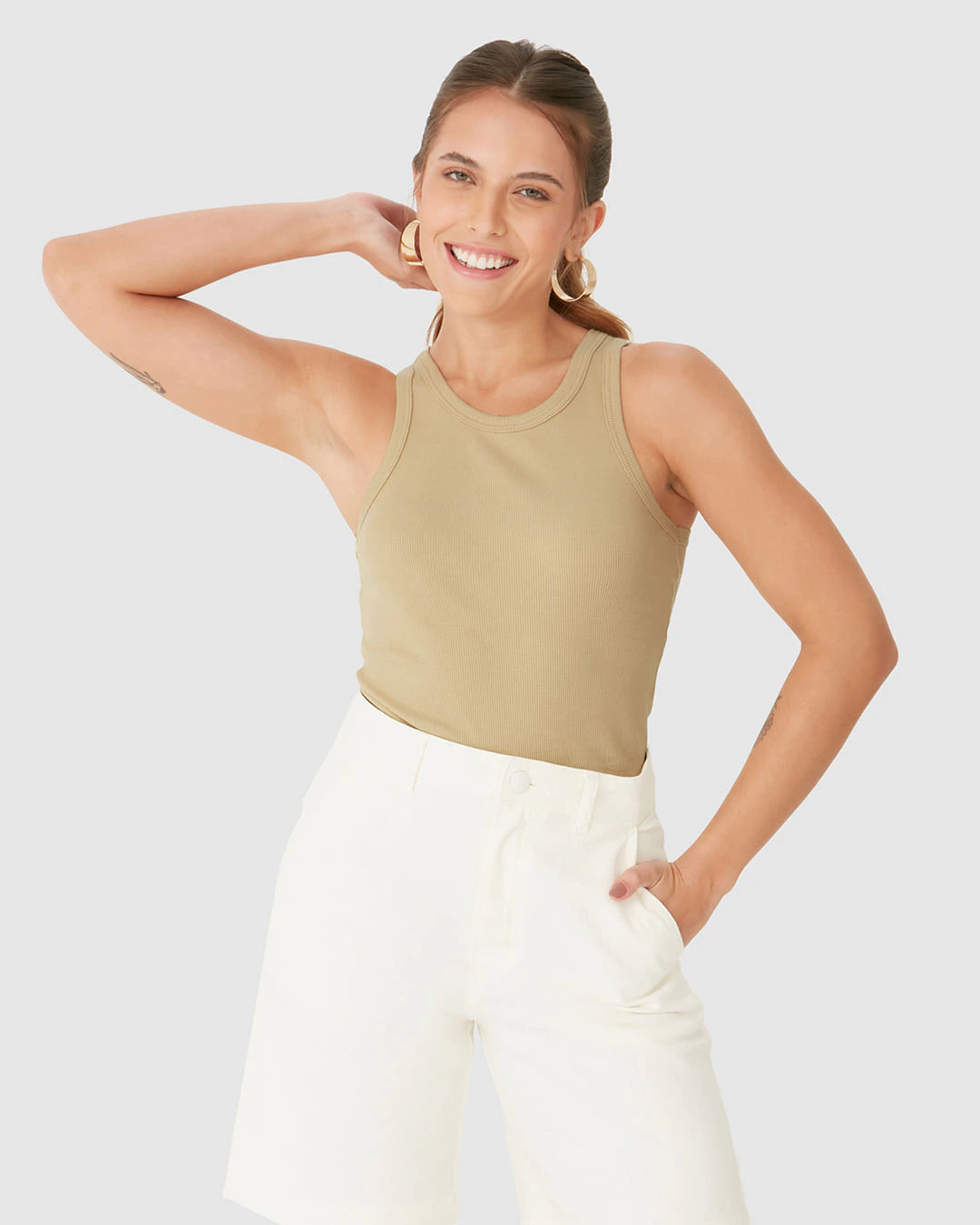 Regata Básica Feminina Decote U Em Ribana
