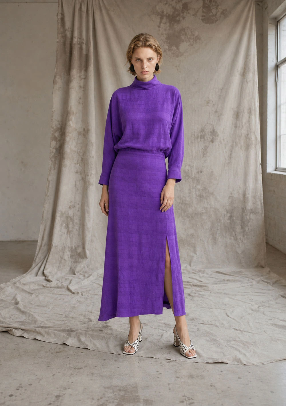 Vestido Manga Longa Colours Roxo