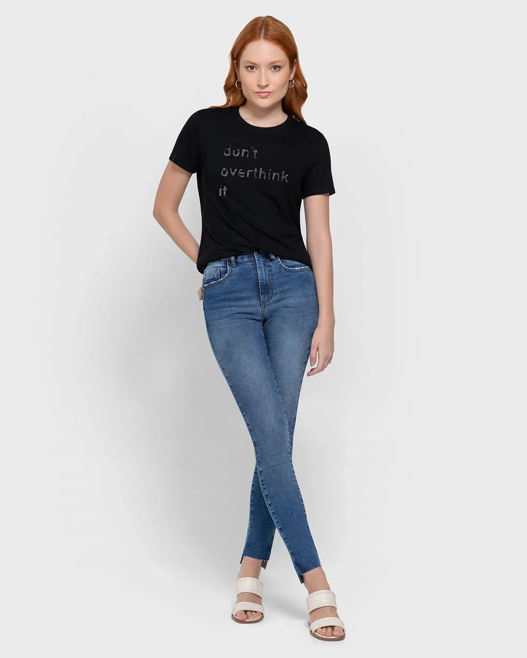 T-Shirt Feminina Slim Don't Overthink It Em Viscose Stretch - ENFIM