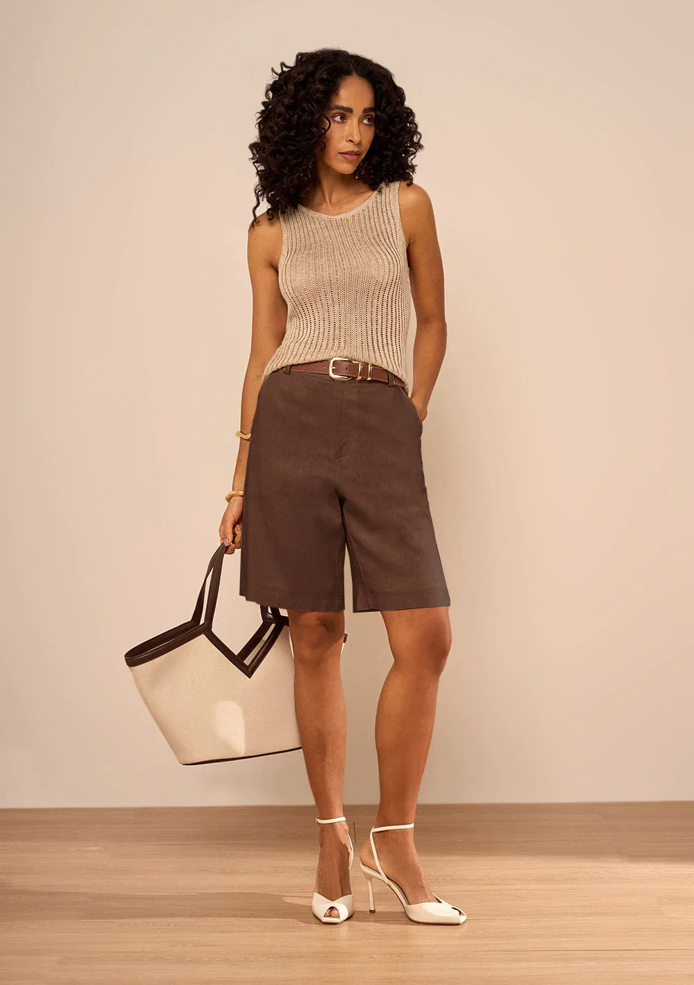 Bermuda Reta Verbena Marrom