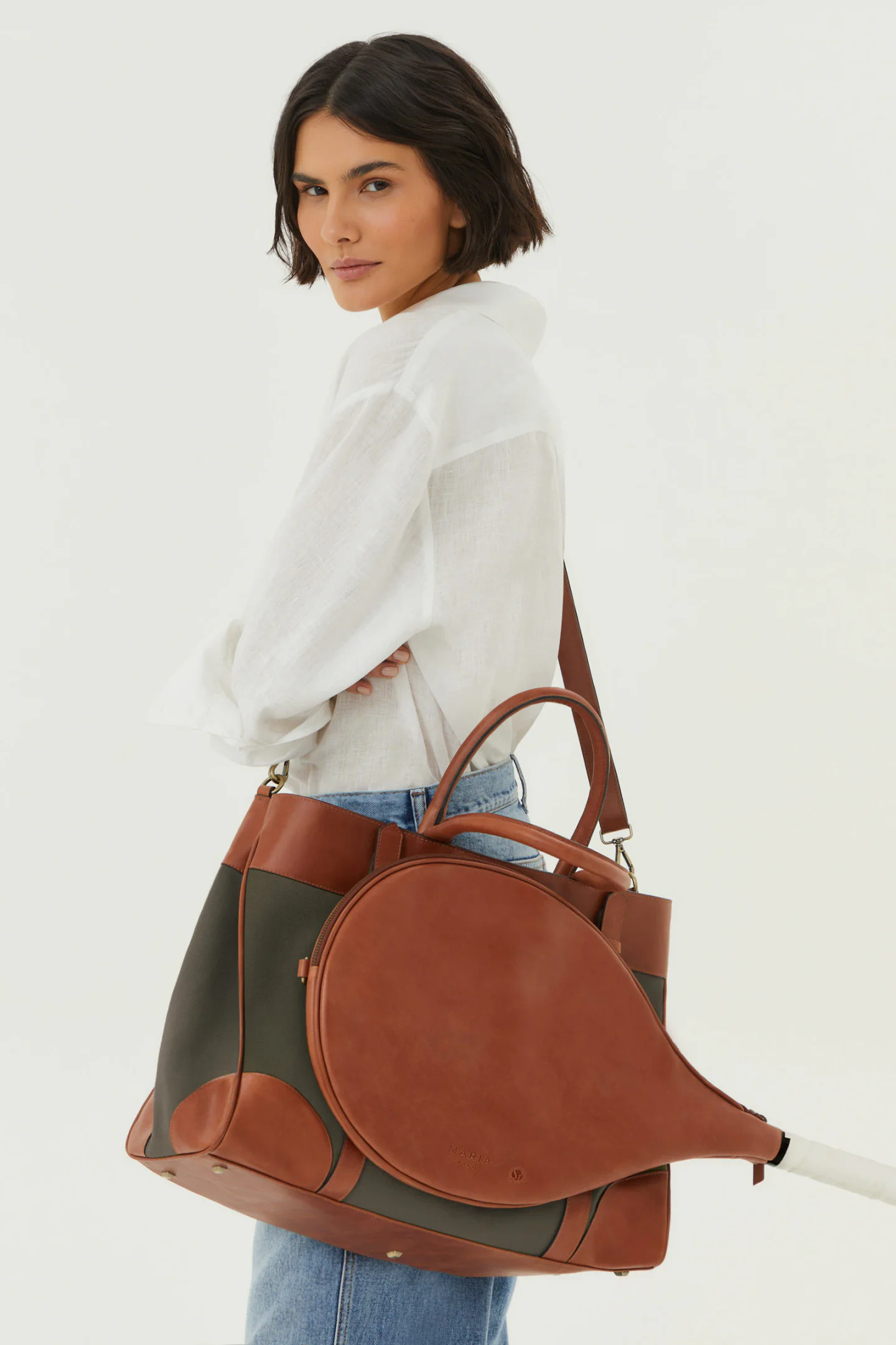 Bolsa Lona Com Case De Couro