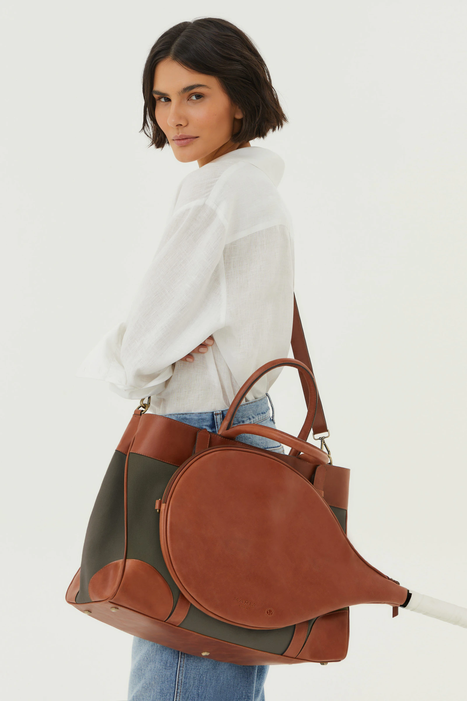 Bolsa Lona Com Case De Couro