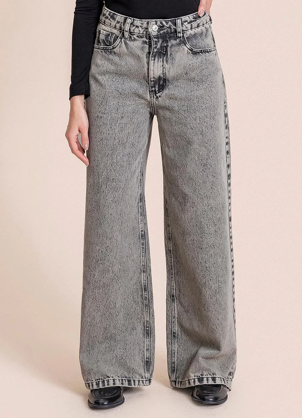 Angel - Calça Wide Leg Denim Preto