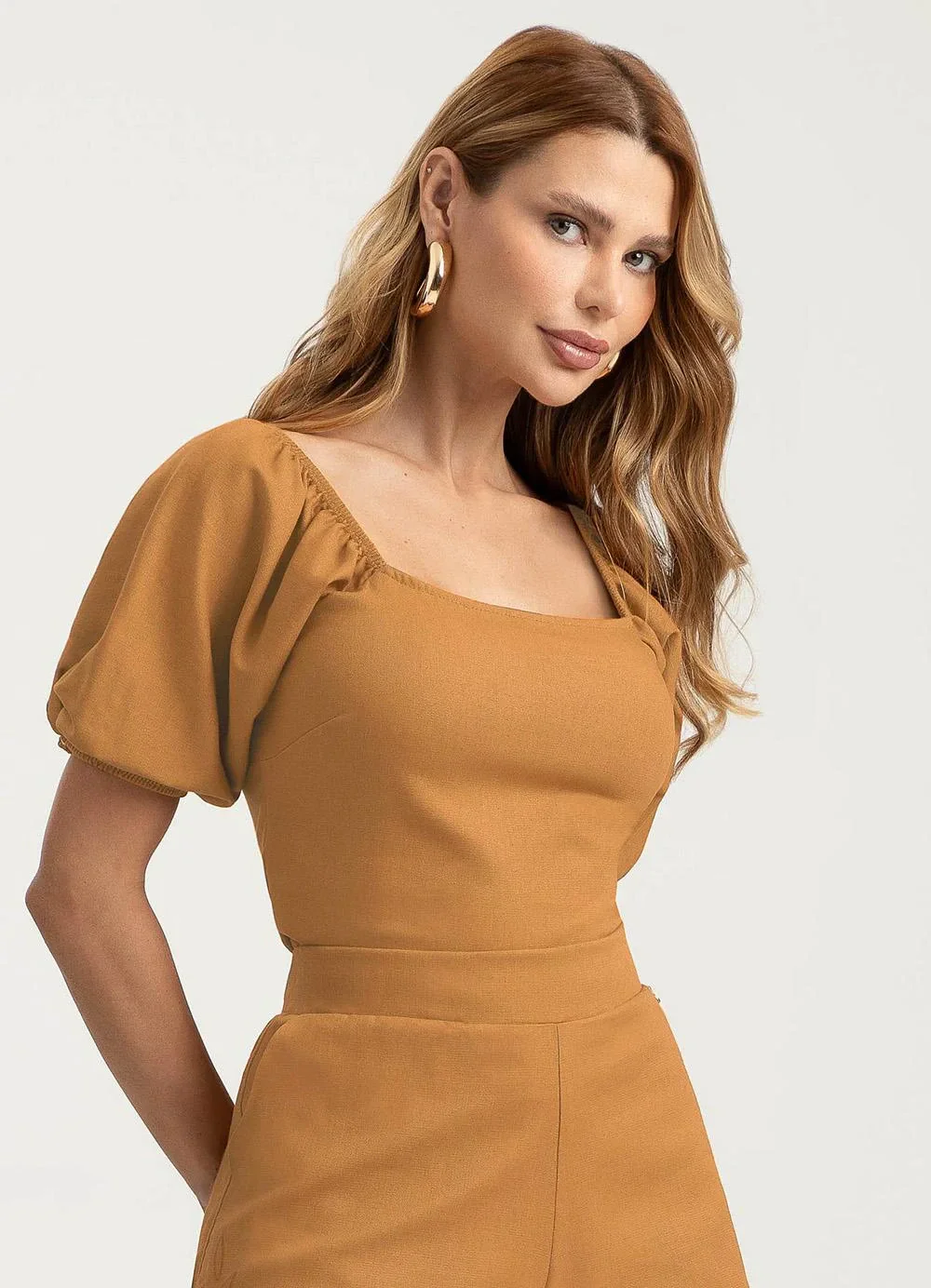 Gris - Blusa em Linho Caramelo