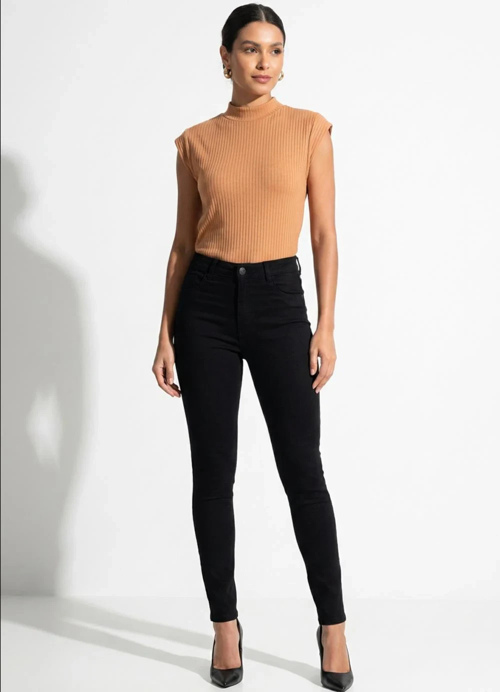 Rovitex - Calça Skinny Sarja com Elastano Preto