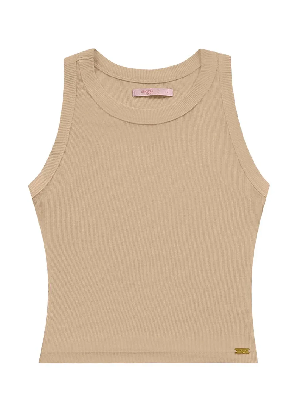 Angel - Blusa Regata Ribana Basic Bege