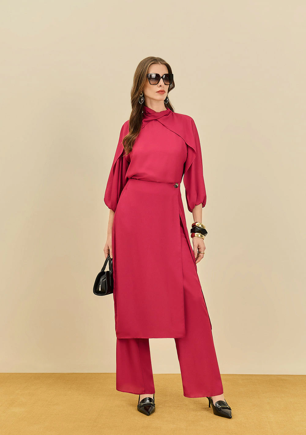 Calça Maria.Valentina Pantalona Alta Rosa
