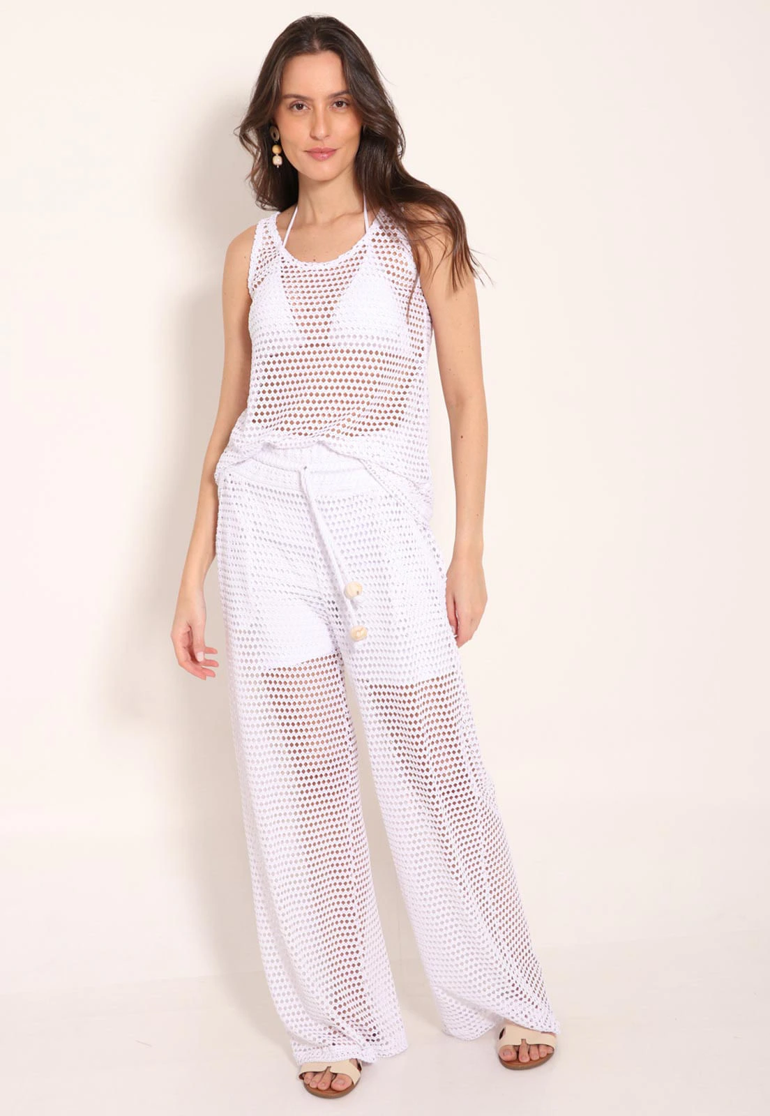 Calça Pantola em Tela Crochê