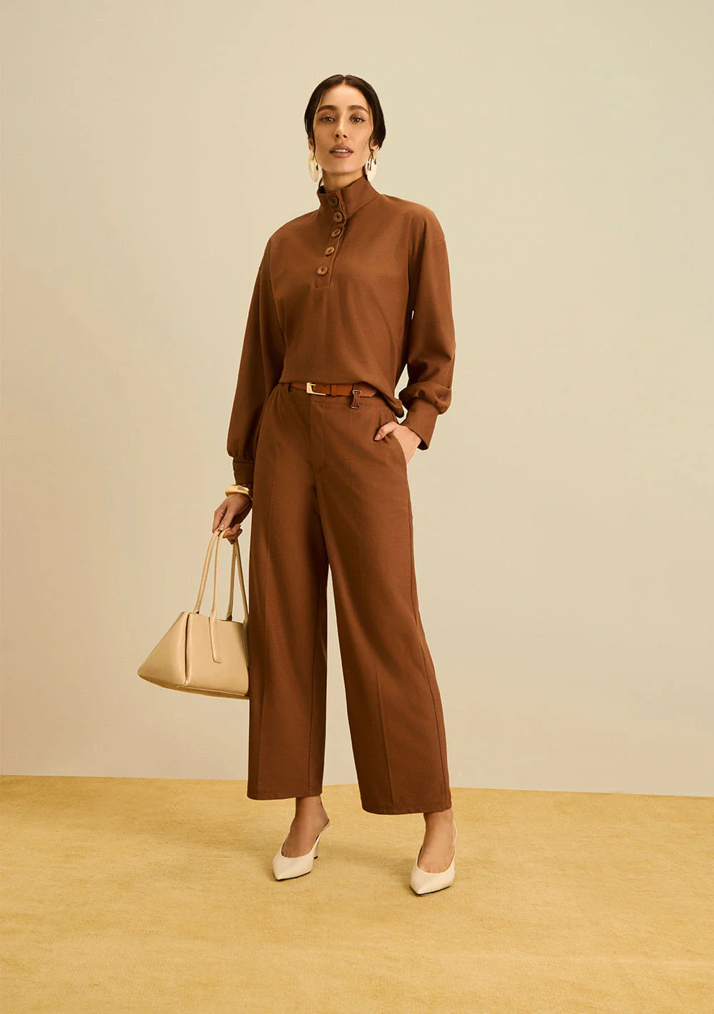 Calça Maria.Valentina Reta Alta Marrom