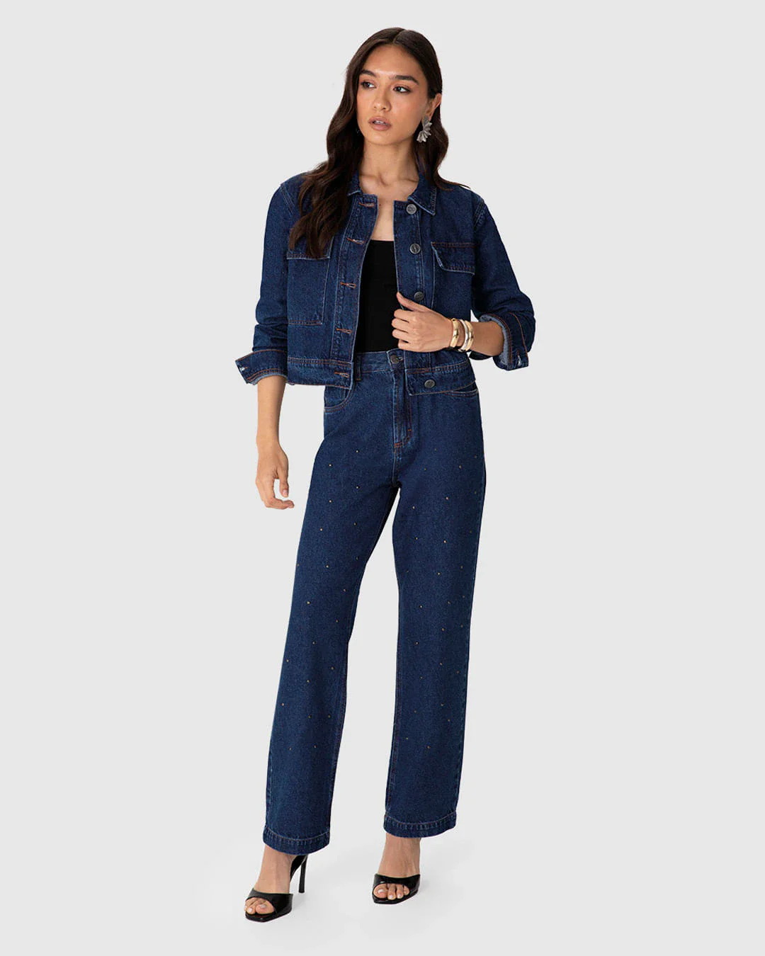 Jaqueta Cropped Feminina Em Jeans 100% Algodão - ENFIM