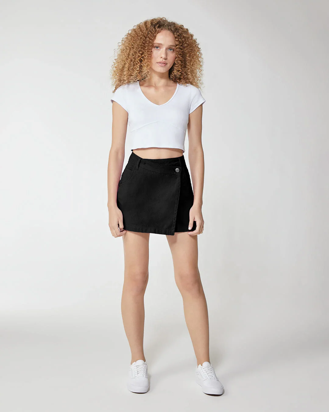 Shorts Saia Feminino Cintura Alta Em Sarja 100% Algodão - Enfim