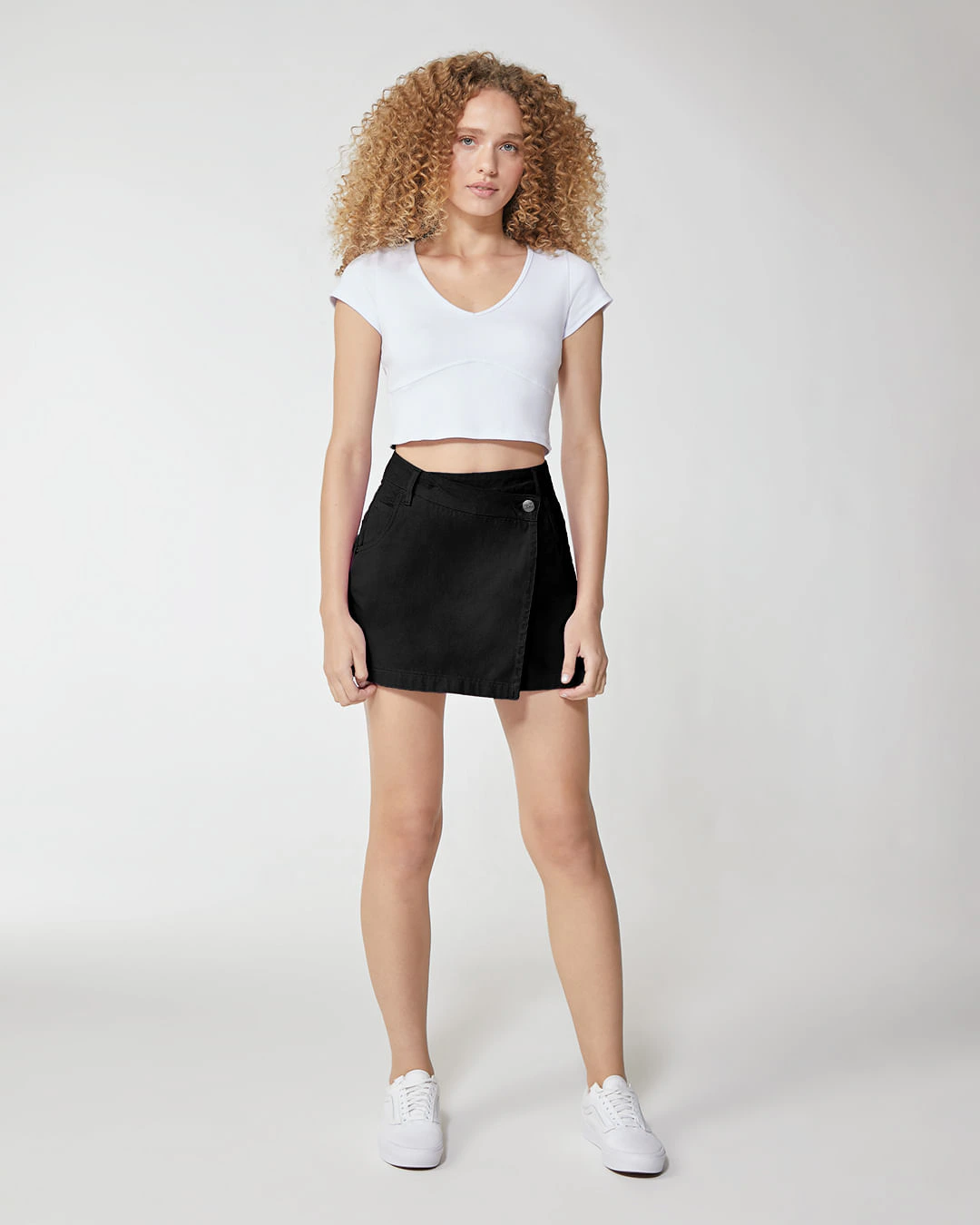 Shorts Saia Feminino Cintura Alta Em Sarja 100% Algodão - Enfim