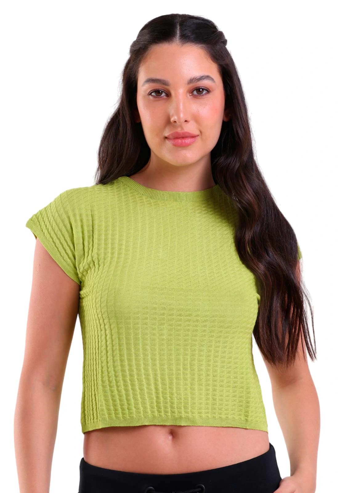 Cropped Feminino Sem Manga Texturizado