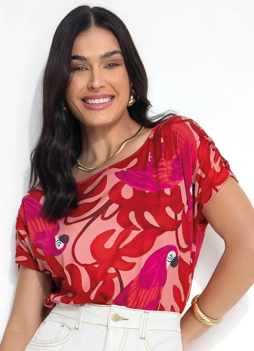 Quintess - Blusa Arara Color em Malha Fria