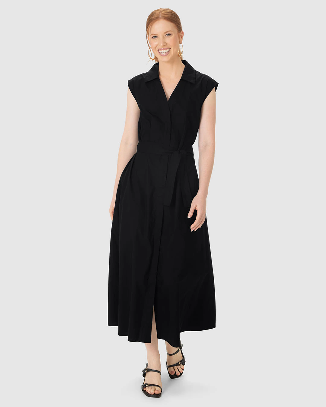 Vestido Chemise Com Cinto E Bolso Funcional Em Tricoline
