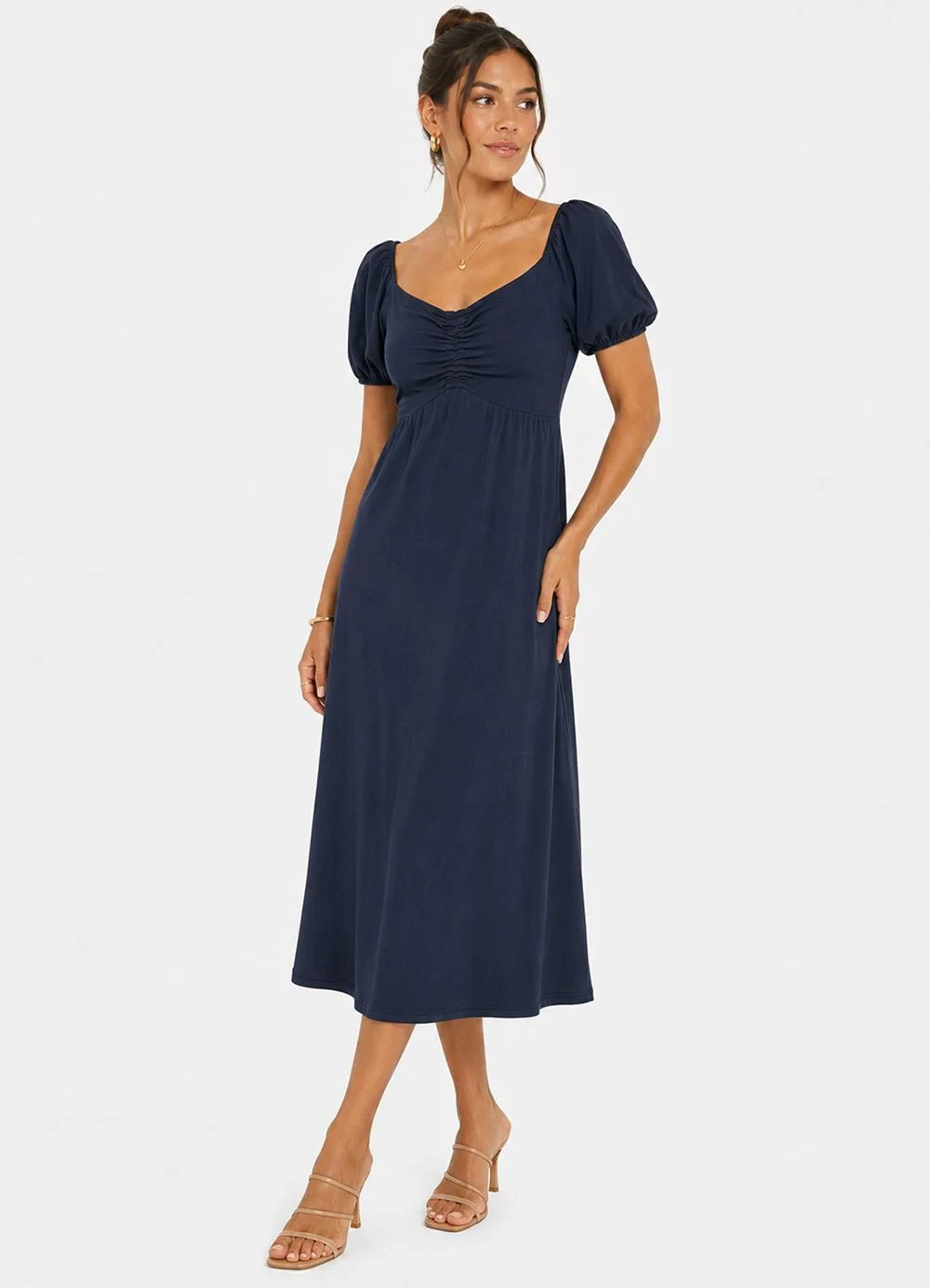 Infinita Cor - Vestido Midi Feminino Visco Premiere Azul