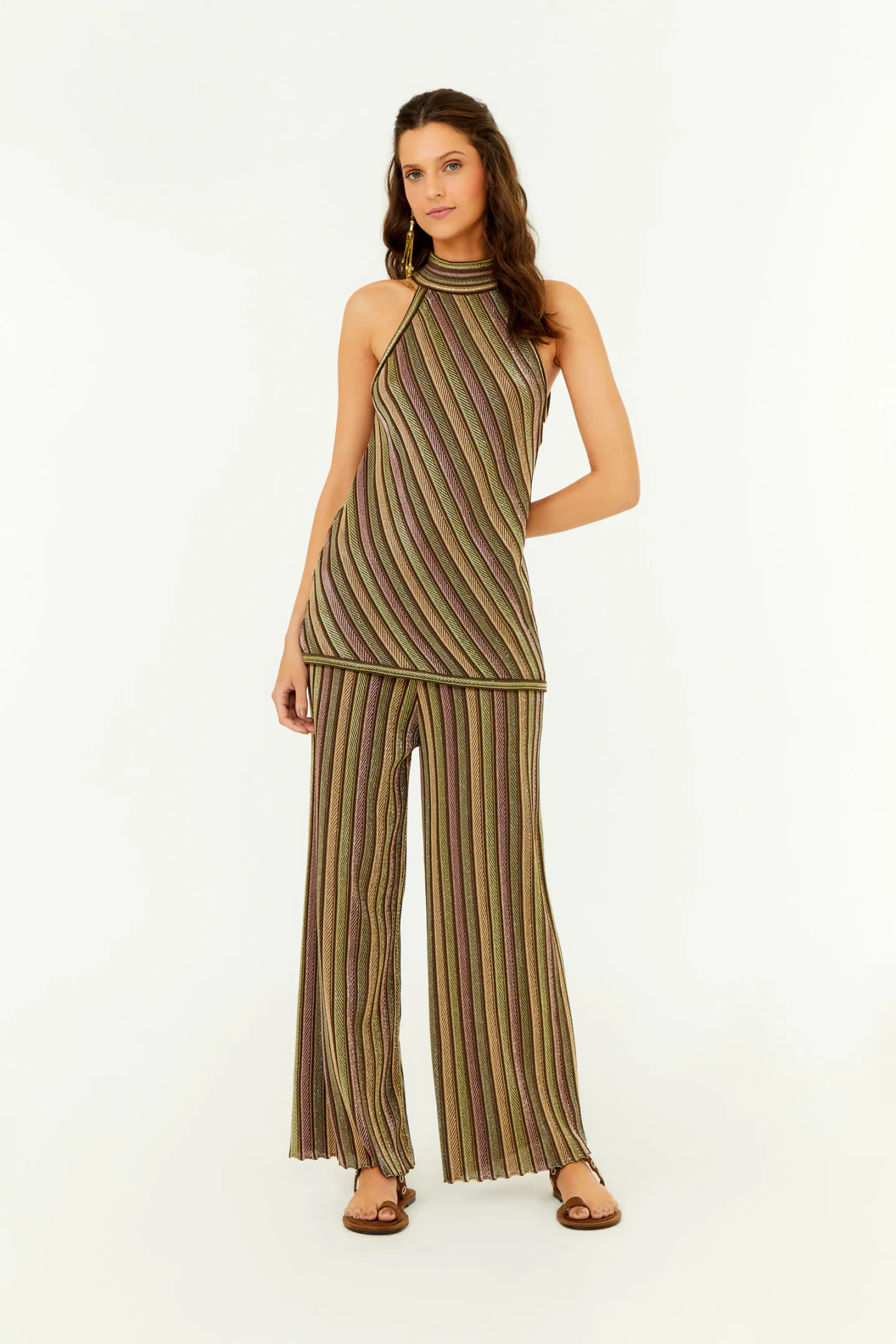 Calça Tricot Reta Multicolor