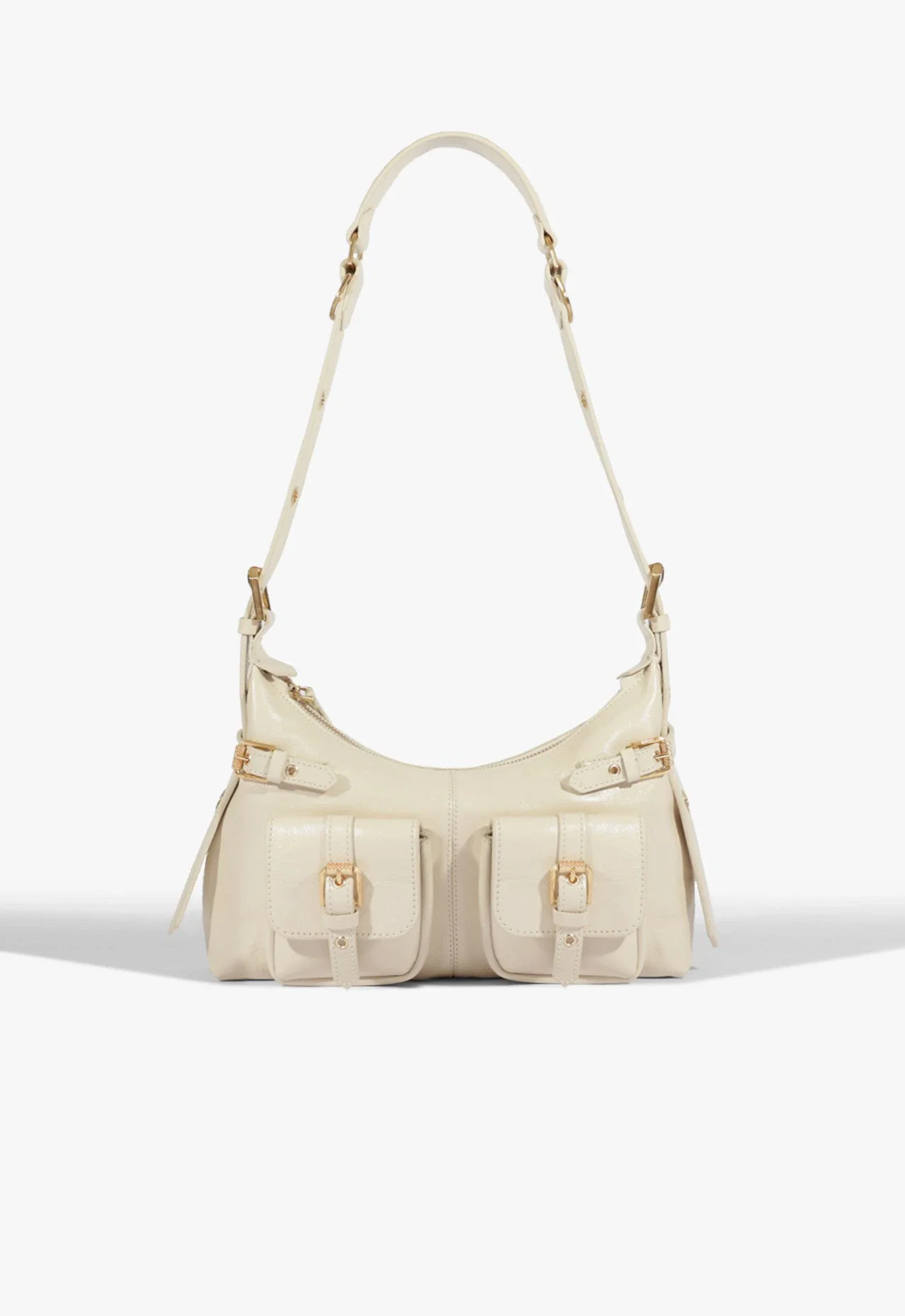 Bolsa Tiracolo Shoulder Bea Média Couro Branca
