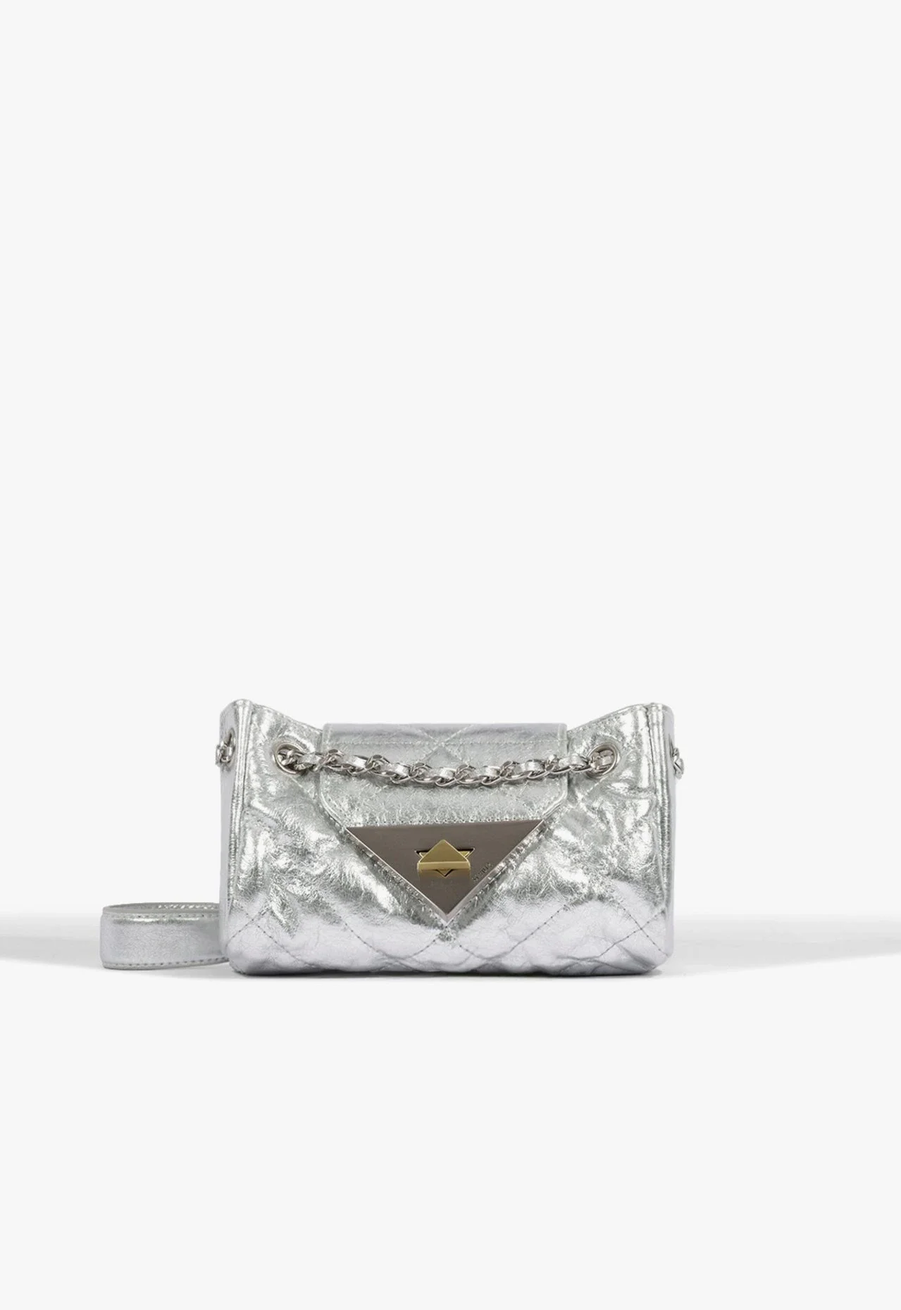 Bolsa Clutch Pequena S95 Couro Prata